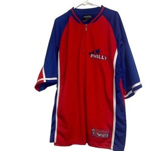 Philly Vintage Red and Blue Half Zip Short Sleeve Jersey Shirt Jacket Size 3XL
